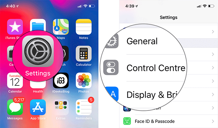 چطور Scan QR Code به مرکز کنترل iOS 12 اضافه کنیم,در آیفون یا آیپد خود به بخش <strong>Settings و یا تنظیمات</strong> بروید,سپس به بخش Control Center یا مرکز کنترل بروید,