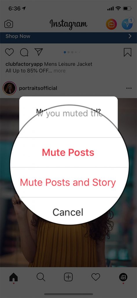 پنجره ای با 3 گزینه Mute Posts، Mute Posts and Story و Cancel در آیفون یا آیپد شما ظاهر می شود. شما می توانید یکی از گزینه را انتخاب نمایید. حتی اگر Mute Posts یا Mute Posts and Story را انتخاب نمایید، دوستان شما از انجام چنین تغییراتی در اکانت شما آگاه نخواهند گردید,