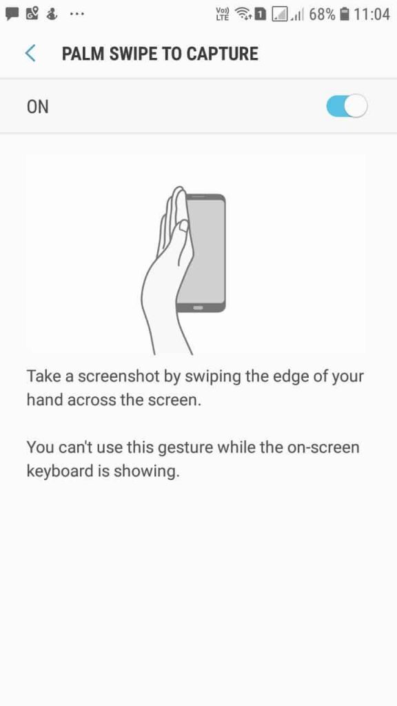 روش اسکرین شات گرفتن از صفحه نمایش با وسیله Palm Swipe gesture گوشی Galaxy A80