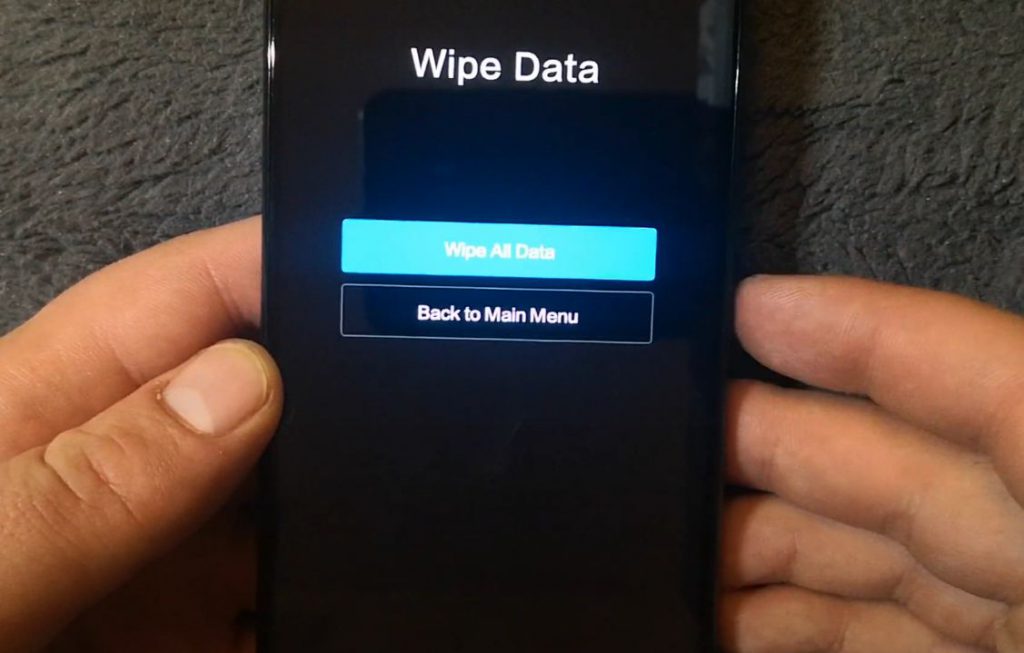 گزینه Wipe All Data در منوی ریکاوری مد گوشی ردمی نوت 8 پرو شیائومی