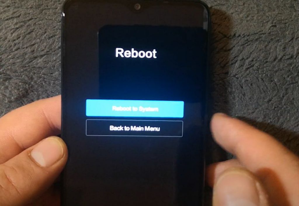 انتخاب گزینه Reboot to System برای ریست شدن گوشی ردمی نوت 8 پرو