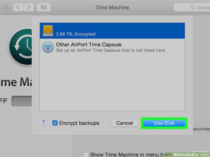 turning on time machine for mac