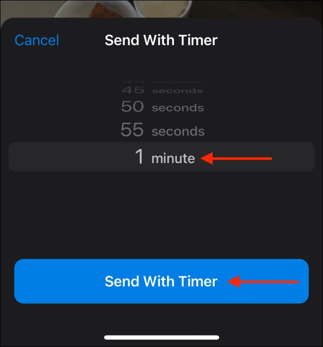 تنظیم زمان گزینه Send with Timer در تلگرام