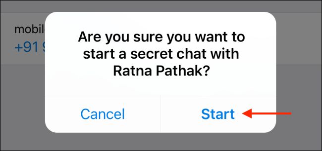 ایجاد Start Secret Chat چت مخفی در تلگرام