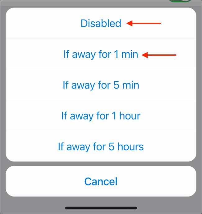 تعیین زمان برای قفل شدن خودکار برنامه تلگرام آیفون