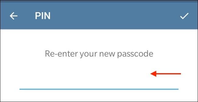 رمز عبور چهار عددی برای برنامه تلگرام اندروید