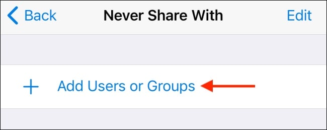 گزینه Add Users or Groups تلگرام آیفون