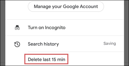 گزینه “Delete Last 15 Min” در برنامه گوگل