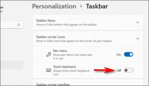 روش غیر فعال سازی کیبورد مجازی Touch Keyboard در ویندوز 11