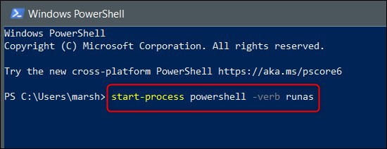 سوئیچ کردن ترمینال باز شده PowerShell از حالت معمولی به مدیر سیستم در ویندوز 10