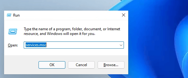 باز کردن سرویس های ویندوز 11 یا services.msc با استفاده از برنامه RUN