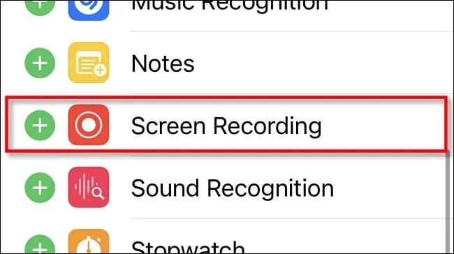 فعال کردن دکمه Screen Recording
