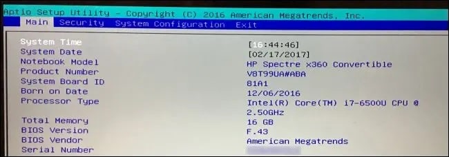روش پیدا کردن شماره سریال کامپیوتر و یا لپتاپ در ویندوز از طریق BIOS
