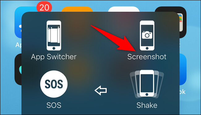 اسکرین شات گرفتن در گوشی آیفون 14 از طریق منوی بر روی صفحه